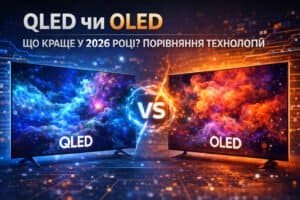 Телевізори з технологіями QLED та OLED — порівняння якості зображення у 2026 році.