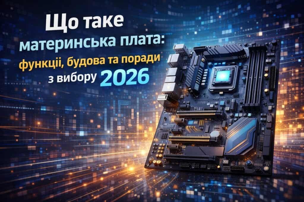 Що таке материнська плата — будова motherboard з процесорним сокетом, слотами RAM та роз’ємами розширення