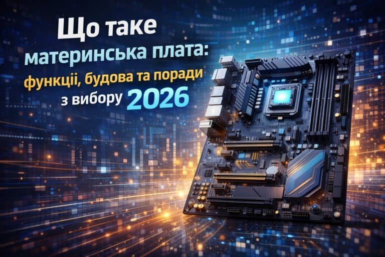 Що таке материнська плата — будова motherboard з процесорним сокетом, слотами RAM та роз’ємами розширення