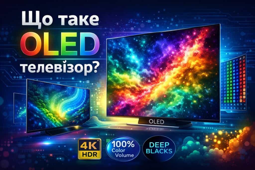 Що таке OLED телевізор — приклад OLED екрана з глибоким чорним кольором та високою контрастністю