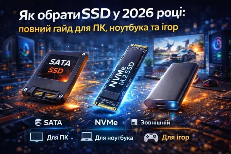 Як обрати SSD у 2026 році — типи накопичувачів SATA, NVMe та зовнішні SSD для різних задач